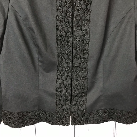 Josephine Blazer With Crochet Trim Black Lined - Picture 3 of 8